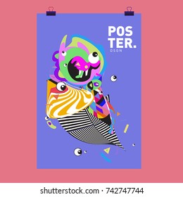 Abstract  Colorful Curvy Liquid Cover and Poster Design Template. Flat Line Shape and Pattern Layout Design Template.