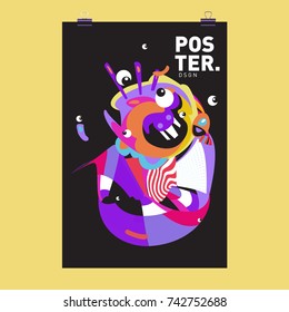 Abstract  Colorful Curvy Liquid Cover and Poster Design Template. Flat Line Shape and Pattern Layout Design Template.