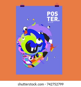 Abstract  Colorful Curvy Liquid Cover and Poster Design Template. Flat Line Shape and Pattern Layout Design Template.