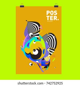 Abstract  Colorful Curvy Liquid Cover and Poster Design Template. Flat Line Shape and Pattern Layout Design Template.