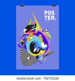 Abstract  Colorful Curvy Liquid Cover and Poster Design Template. Flat Line Shape and Pattern Layout Design Template.