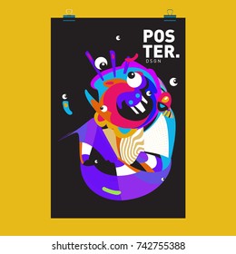 Abstract  Colorful Curvy Liquid Cover and Poster Design Template. Flat Line Shape and Pattern Layout Design Template.