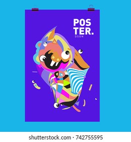 Abstract  Colorful Curvy Liquid Cover and Poster Design Template. Flat Line Shape and Pattern Layout Design Template.