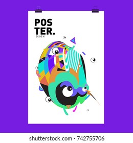 Abstract  Colorful Curvy Liquid Cover and Poster Design Template. Flat Line Shape and Pattern Layout Design Template.