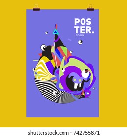 Abstract  Colorful Curvy Liquid Cover and Poster Design Template. Flat Line Shape and Pattern Layout Design Template.