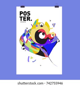 Abstract  Colorful Curvy Liquid Cover and Poster Design Template. Flat Line Shape and Pattern Layout Design Template.