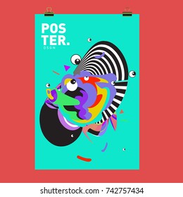 Abstract  Colorful Curvy Liquid Cover and Poster Design Template. Flat Line Shape and Pattern Layout Design Template.