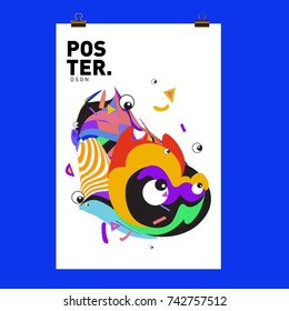 Abstract  Colorful Curvy Liquid Cover and Poster Design Template. Flat Line Shape and Pattern Layout Design Template.