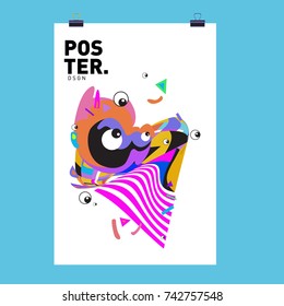 Abstract  Colorful Curvy Liquid Cover and Poster Design Template. Flat Line Shape and Pattern Layout Design Template.