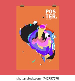 Abstract  Colorful Curvy Liquid Cover and Poster Design Template. Flat Line Shape and Pattern Layout Design Template.