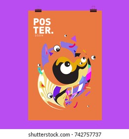 Abstract  Colorful Curvy Liquid Cover and Poster Design Template. Flat Line Shape and Pattern Layout Design Template.