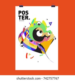Abstract  Colorful Curvy Liquid Cover and Poster Design Template. Flat Line Shape and Pattern Layout Design Template.