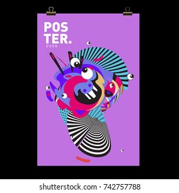 Abstract  Colorful Curvy Liquid Cover and Poster Design Template. Flat Line Shape and Pattern Layout Design Template.