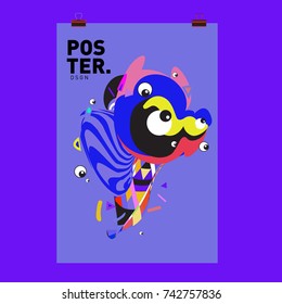 Abstract  Colorful Curvy Liquid Cover and Poster Design Template. Flat Line Shape and Pattern Layout Design Template.