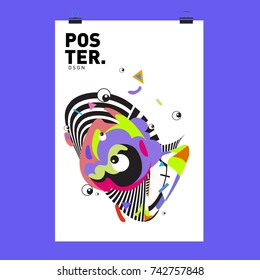 Abstract  Colorful Curvy Liquid Cover and Poster Design Template. Flat Line Shape and Pattern Layout Design Template.
