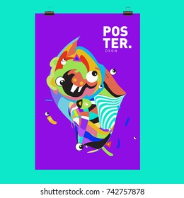 Abstract  Colorful Curvy Liquid Cover and Poster Design Template. Flat Line Shape and Pattern Layout Design Template.