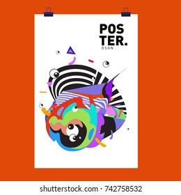 Abstract  Colorful Curvy Liquid Cover and Poster Design Template. Flat Line Shape and Pattern Layout Design Template.