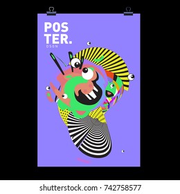Abstract  Colorful Curvy Liquid Cover and Poster Design Template. Flat Line Shape and Pattern Layout Design Template.