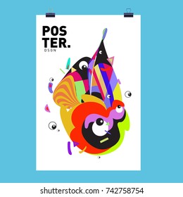 Abstract  Colorful Curvy Liquid Cover and Poster Design Template. Flat Line Shape and Pattern Layout Design Template.