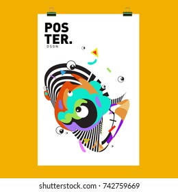 Abstract  Colorful Curvy Liquid Cover and Poster Design Template. Flat Line Shape and Pattern Layout Design Template.