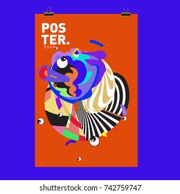 Abstract  Colorful Curvy Liquid Cover and Poster Design Template. Flat Line Shape and Pattern Layout Design Template.
