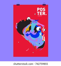Abstract  Colorful Curvy Liquid Cover and Poster Design Template. Flat Line Shape and Pattern Layout Design Template.