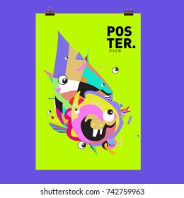 Abstract  Colorful Curvy Liquid Cover and Poster Design Template. Flat Line Shape and Pattern Layout Design Template.