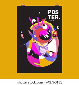 Abstract  Colorful Curvy Liquid Cover and Poster Design Template. Flat Line Shape and Pattern Layout Design Template.