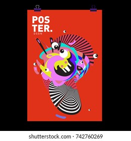 Abstract  Colorful Curvy Liquid Cover and Poster Design Template. Flat Line Shape and Pattern Layout Design Template.