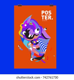 Abstract  Colorful Curvy Liquid Cover and Poster Design Template. Flat Line Shape and Pattern Layout Design Template.