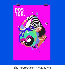 Abstract  Colorful Curvy Liquid Cover and Poster Design Template. Flat Line Shape and Pattern Layout Design Template.