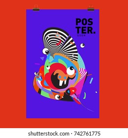 Abstract  Colorful Curvy Liquid Cover and Poster Design Template. Flat Line Shape and Pattern Layout Design Template.