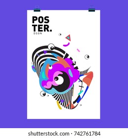 Abstract  Colorful Curvy Liquid Cover and Poster Design Template. Flat Line Shape and Pattern Layout Design Template.