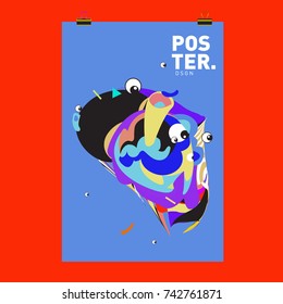 Abstract  Colorful Curvy Liquid Cover and Poster Design Template. Flat Line Shape and Pattern Layout Design Template.