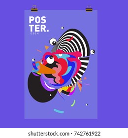 Abstract  Colorful Curvy Liquid Cover and Poster Design Template. Flat Line Shape and Pattern Layout Design Template.