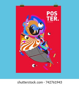 Abstract  Colorful Curvy Liquid Cover and Poster Design Template. Flat Line Shape and Pattern Layout Design Template.