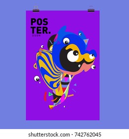 Abstract  Colorful Curvy Liquid Cover and Poster Design Template. Flat Line Shape and Pattern Layout Design Template.