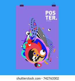 Abstract  Colorful Curvy Liquid Cover and Poster Design Template. Flat Line Shape and Pattern Layout Design Template.