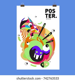 Abstract  Colorful Curvy Liquid Cover and Poster Design Template. Flat Line Shape and Pattern Layout Design Template.