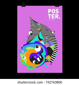 Abstract  Colorful Curvy Liquid Cover and Poster Design Template. Flat Line Shape and Pattern Layout Design Template.