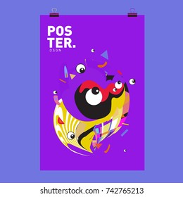 Abstract  Colorful Curvy Liquid Cover and Poster Design Template. Flat Line Shape and Pattern Layout Design Template.