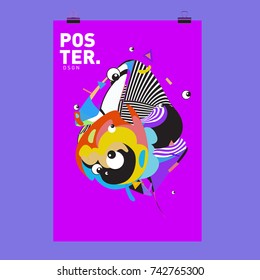 Abstract  Colorful Curvy Liquid Cover and Poster Design Template. Flat Line Shape and Pattern Layout Design Template.