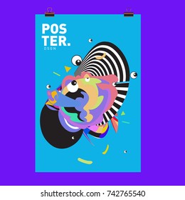 Abstract  Colorful Curvy Liquid Cover and Poster Design Template. Flat Line Shape and Pattern Layout Design Template.