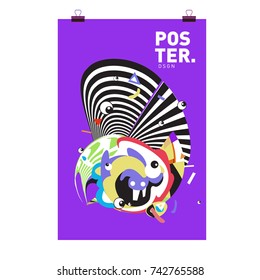 Abstract  Colorful Curvy Liquid Cover and Poster Design Template. Flat Line Shape and Pattern Layout Design Template.