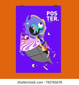Abstract  Colorful Curvy Liquid Cover and Poster Design Template. Flat Line Shape and Pattern Layout Design Template.