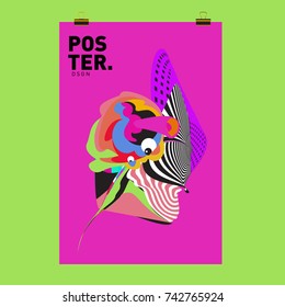Abstract  Colorful Curvy Liquid Cover and Poster Design Template. Flat Line Shape and Pattern Layout Design Template.