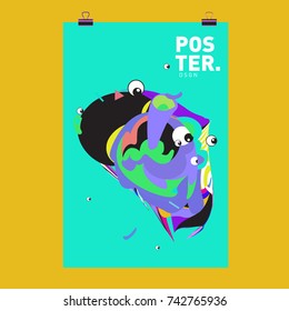 Abstract  Colorful Curvy Liquid Cover and Poster Design Template. Flat Line Shape and Pattern Layout Design Template.