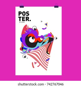 Abstract  Colorful Curvy Liquid Cover and Poster Design Template. Flat Line Shape and Pattern Layout Design Template.