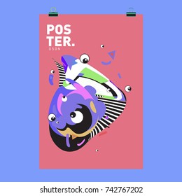 Abstract  Colorful Curvy Liquid Cover and Poster Design Template. Flat Line Shape and Pattern Layout Design Template.