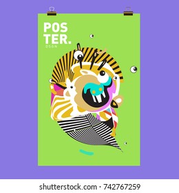 Abstract  Colorful Curvy Liquid Cover and Poster Design Template. Flat Line Shape and Pattern Layout Design Template.